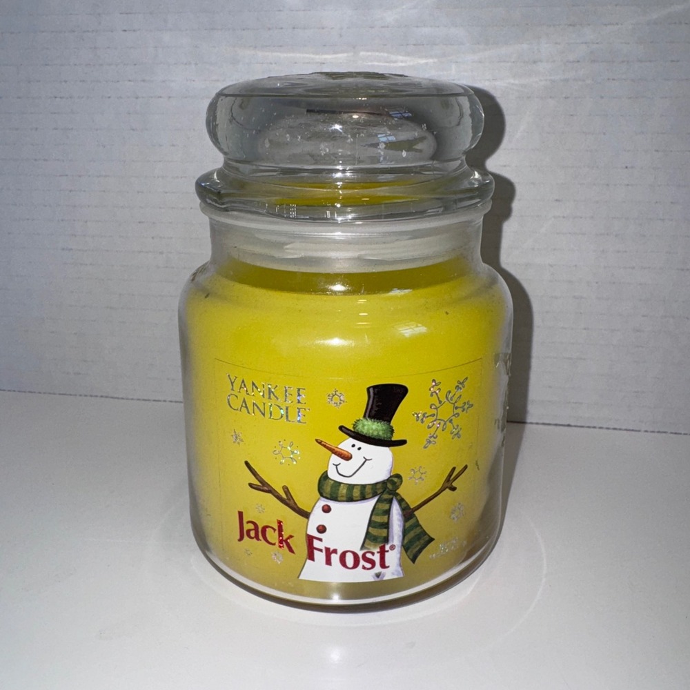 Yankee Candle Jack Frost Jar Candle Retired 14.5 oz Yellow Snowman 1062167